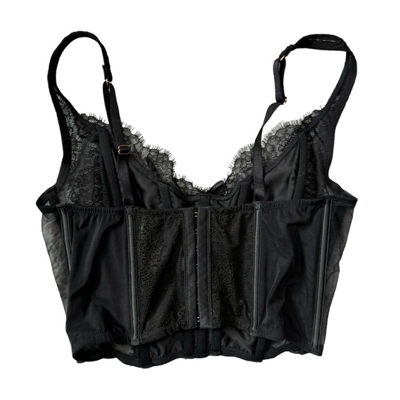 Victoria’s Secret Black Corset Top Size Small Romantic Goth Fairy Grunge Lace Up - Picture 4 of 11